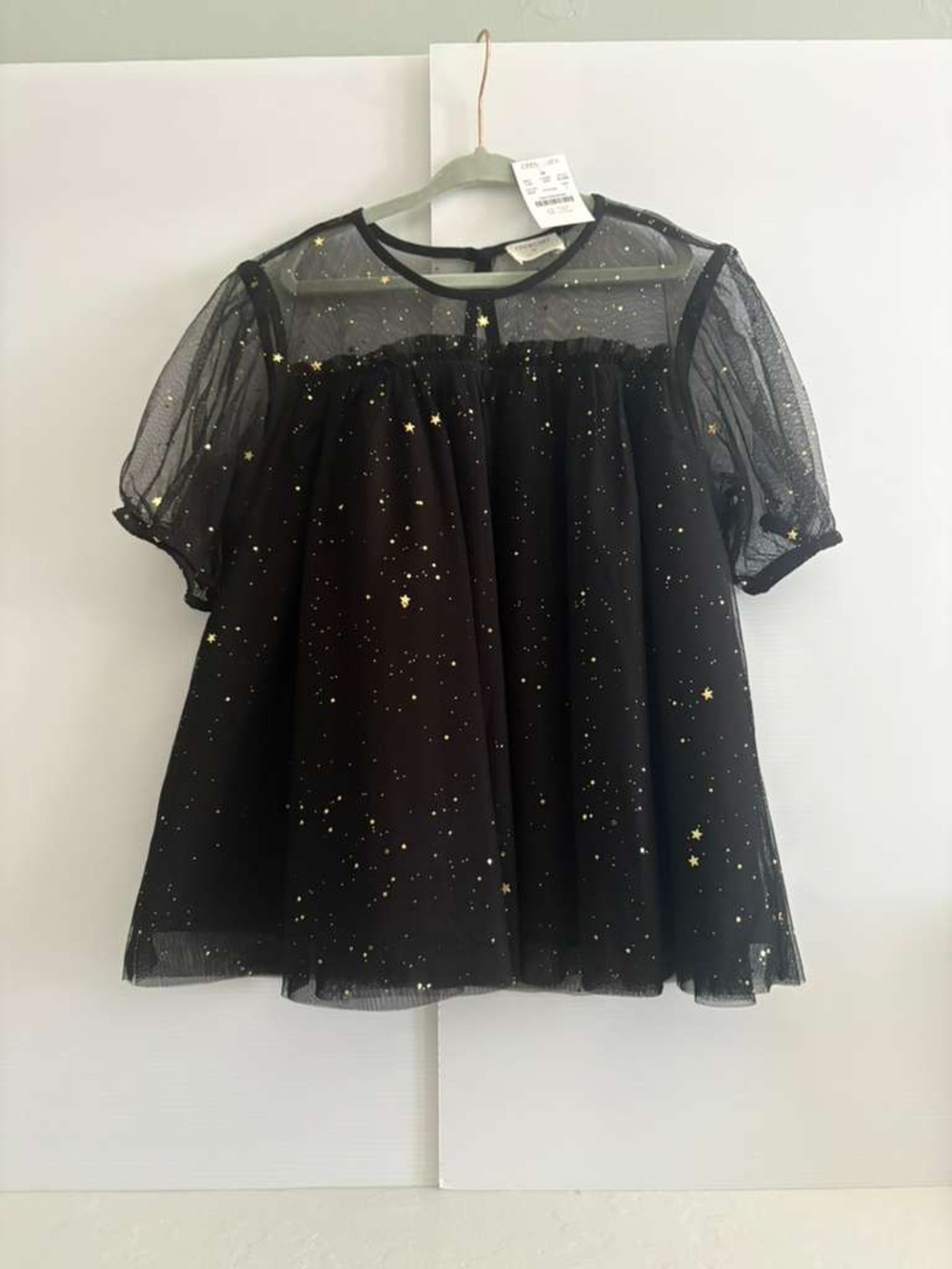 Girls' Black Star-Print Tulle Top NWT | size L (10)